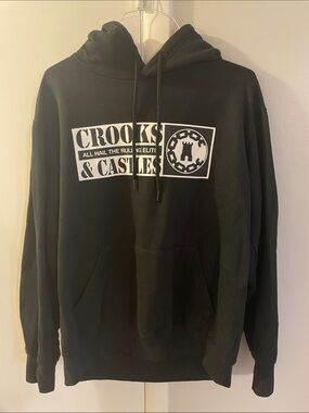 Crooks & Castles Black Hoodie with White Logo Print